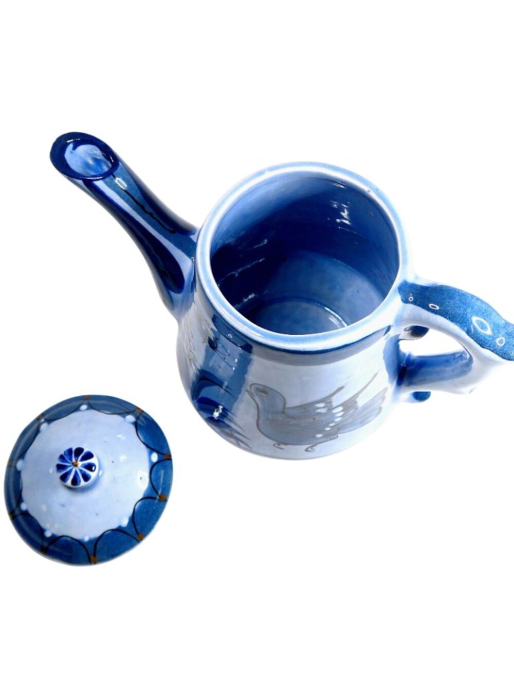 Tonala Blue Bird & Butterfly Teapot with Lid Vintage Signed Mexican Pottery - Picture 6 of 9